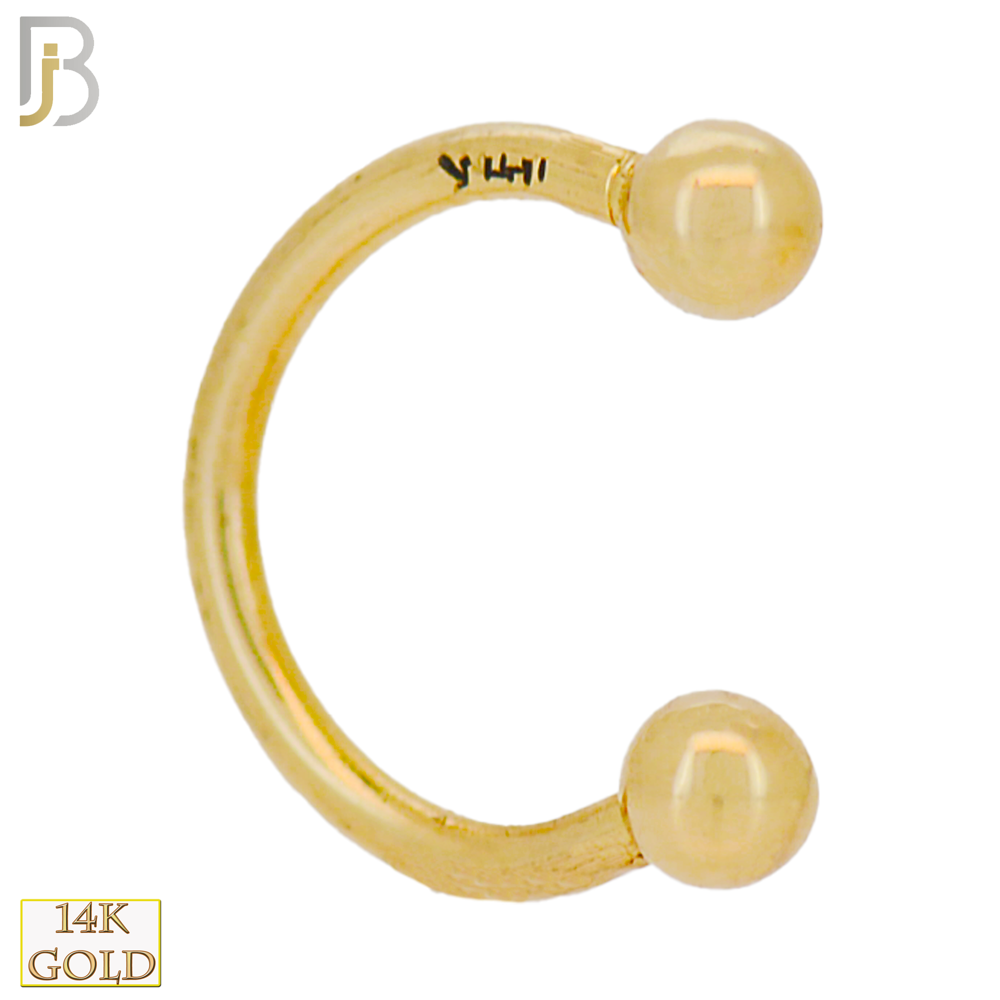 14-HS01 - 14k Solid Gold Horseshoe Plain Design External Threaded Screw image 0
