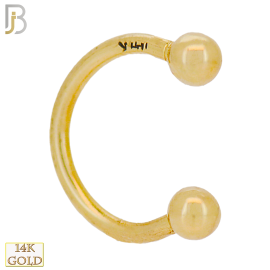 14-HS01 - 14k Solid Gold Horseshoe Plain Design External Threaded Screw image 0