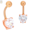 NB64 - 316L Stainless Steel Banana Belly Ring with Prong Set 8mm Heart Shaped Cubic Zirconia image 4