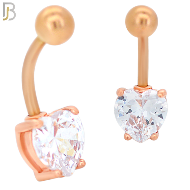 NB64 - 316L Stainless Steel Banana Belly Ring with Prong Set 8mm Heart Shaped Cubic Zirconia image 4