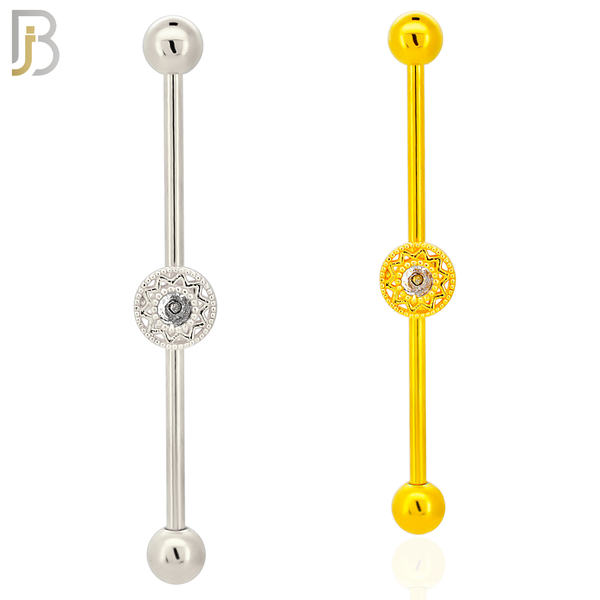 BB55 - 316L Surgical Steel Screw Bar with Rounded Flower Design Barbell Industrial (PACK OF 4) image 0