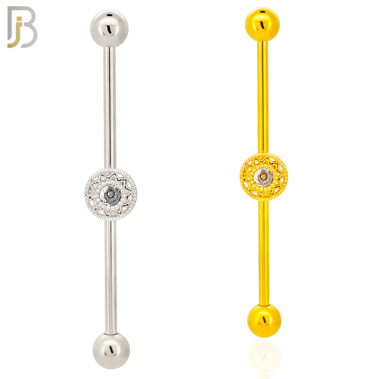 BB55 - 316L Surgical Steel Screw Bar with Rounded Flower Design Barbell Industrial (PACK OF 4) image 0