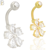 NB10 - 316L Stainless Steel Flower  Zircon  Banana Belly Navel Ring image 0