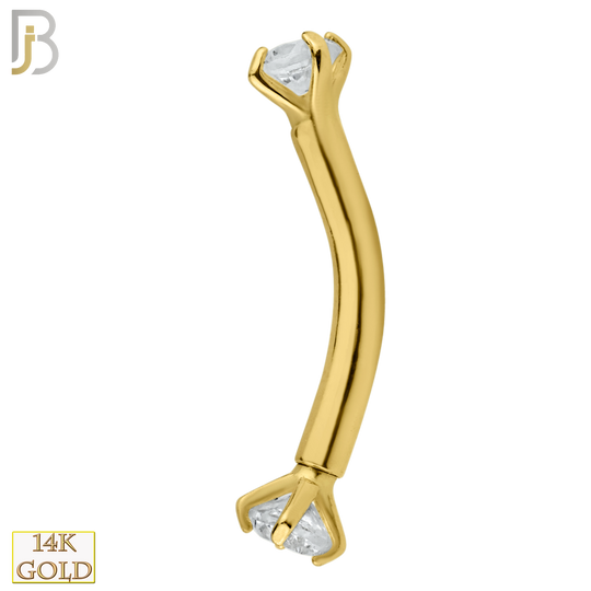 14-EC04 - 14k Solid Gold Eyebrow Prong Setting Zircon Design Internal Threaded Screw image