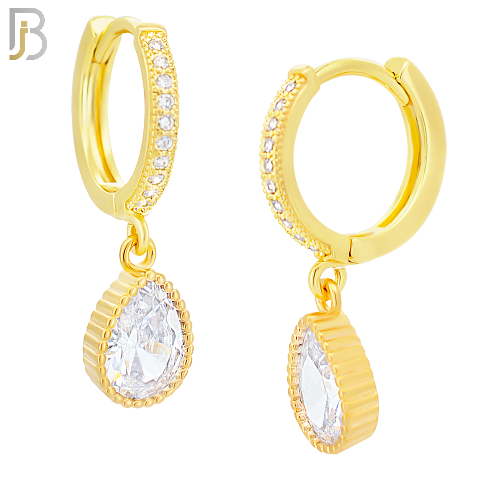 ES13 - 316L Stainless Steel Dangling Teardrop with Zircon Design Huggies Clip On image 2