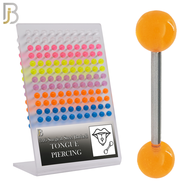 PK-BB03G - 316L Surgical Steel Barbell with Glow in the Dark Acrylic Ball Screw External Threaded Pack of 120 image 0