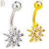 NB117 - 316L Surgical Steel Starburst with Round CZ Center Belly Ring image 0