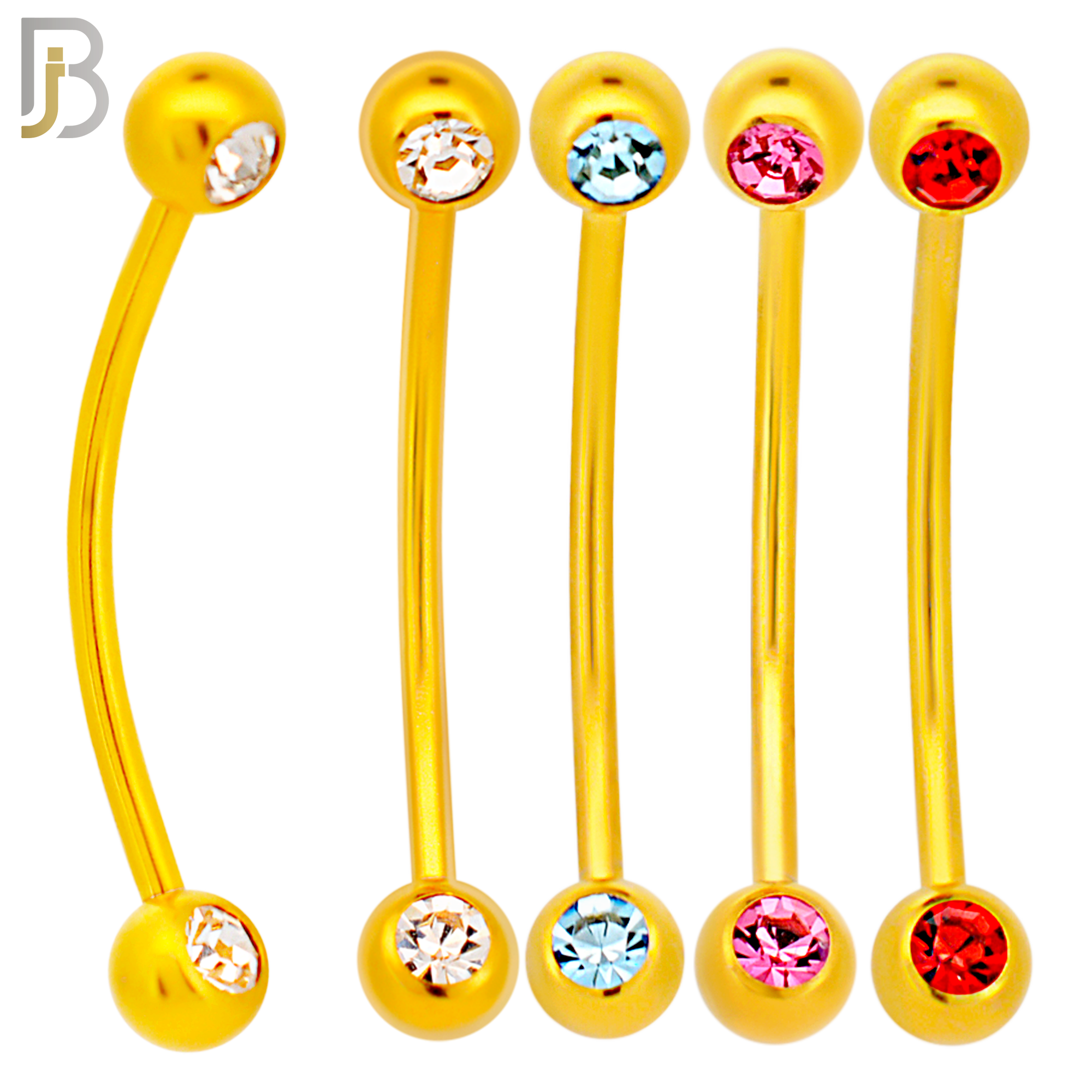 PK-EC11MA16 - 316L Surgical Steel Snake Bar Curved Barbell External Threaded Ball with Assorted Color CZ (Pack of 40) image 3