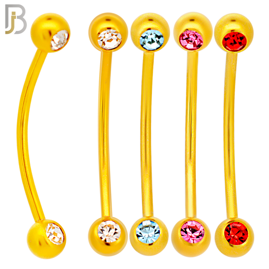 PK-EC11MA16 - 316L Surgical Steel Snake Bar Curved Barbell External Threaded Ball with Assorted Color CZ (Pack of 40) image 3