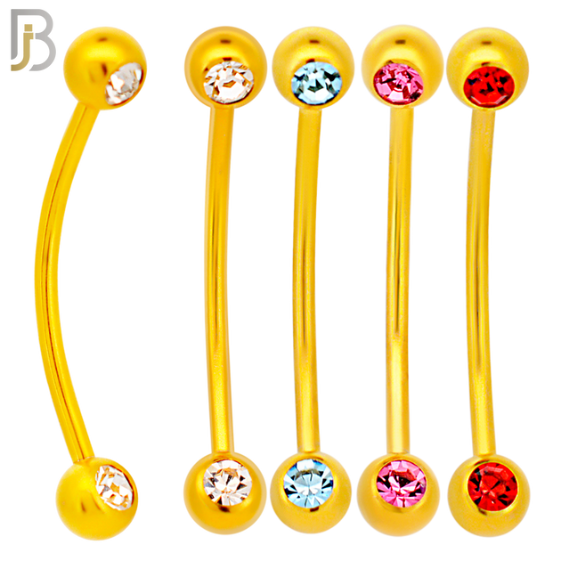 PK-EC11MA16 - 316L Surgical Steel Snake Bar Curved Barbell External Threaded Ball with Assorted Color CZ (Pack of 40) image 3