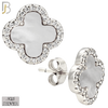 925-ES521 - 925 Sterling Silver Clover Stud Earrings with CZ - Enamel Finish image 1