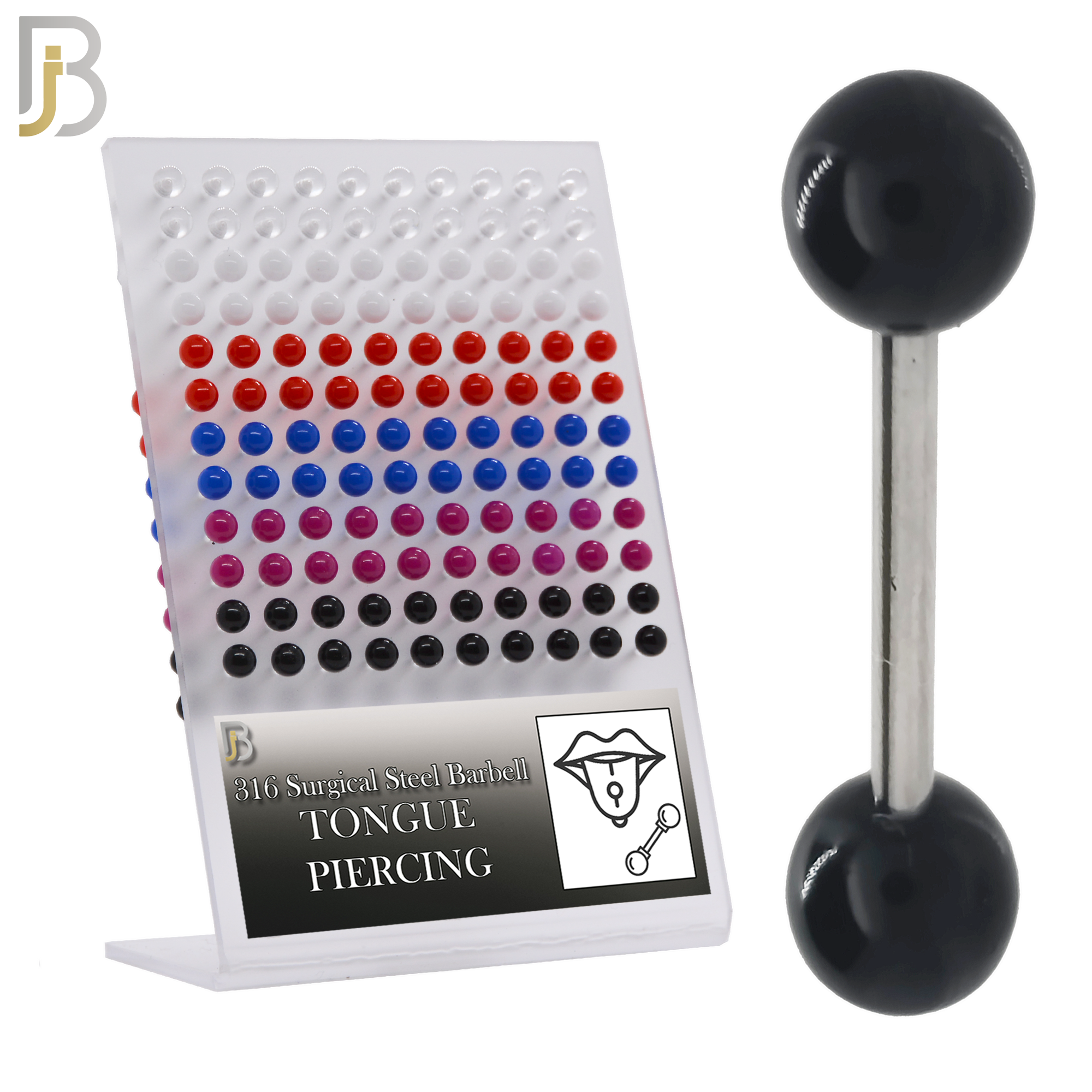 PK-BB03S - 316L Surgical Steel Barbell with Solid Color Acrylic Ball Screw External Threaded Pack of 120 image 0