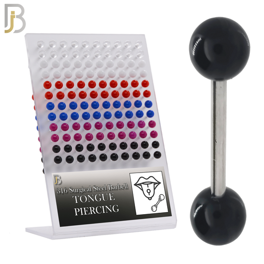 PK-BB03S - 316L Surgical Steel Barbell with Solid Color Acrylic Ball Screw External Threaded Pack of 120 image 0