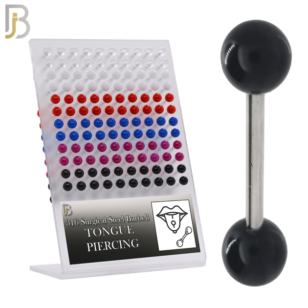 PK-BB03S - 316L Surgical Steel Barbell with Solid Color Acrylic Ball Screw External Threaded Pack of 120 image 0