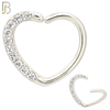 CT109 - (Pack of 6) 316 Surgical Steel Hollow Heart with Multi Zircon Twist to Open Nose Hoop image 2