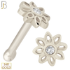 14-NR52B - 14k Solid Gold Nose Bone Flower Design Clear Zircon image 1