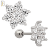 TB87 - 316L Stainless Steel Flower with CZ Tragus/Cartilage Barbell (PACK OF 6) image 1