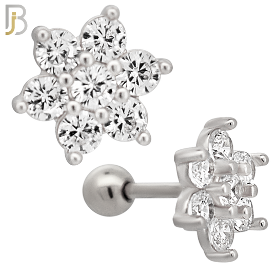 TB87 - 316L Stainless Steel Flower with CZ Tragus/Cartilage Barbell (PACK OF 6) image 1