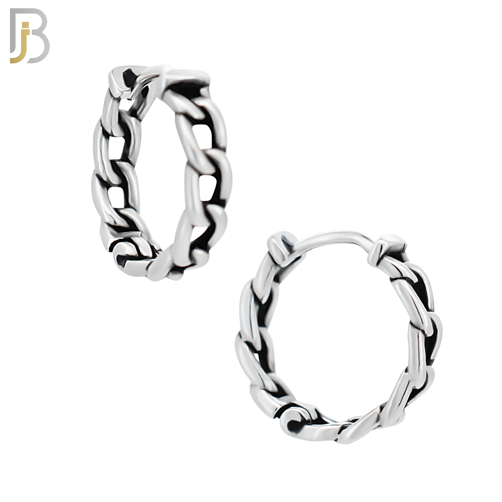 ES130 - Stainless Steel Vintage Tribal Chain Huggies Hoops Earrings image 3