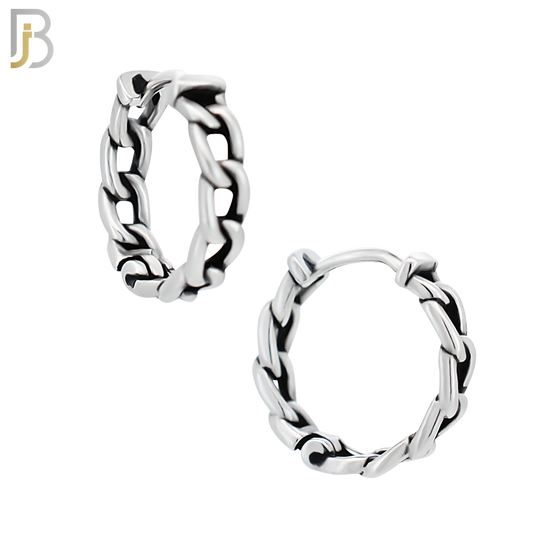 ES130 - Stainless Steel Vintage Tribal Chain Huggies Hoops Earrings image 3