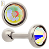 TB118SA - 316L Stainless Steel Bezel with AB Color CZ Tragus/Cartilage Barbell (PACK OF 6) image 3