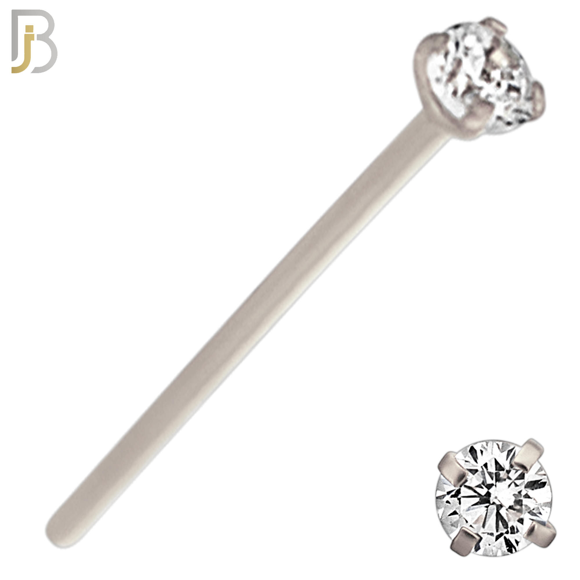 NR02S - 316L Surgical Steel Nose Stud  Prong Set Zircon Round Nose Ring image 3