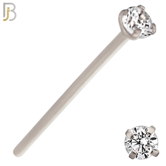 NR02S - 316L Surgical Steel Nose Stud  Prong Set Zircon Round Nose Ring image 3