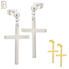 ES90 - 316L Stainless Steel Dangling 25x16mm Cross Design Earrings Stud image 0