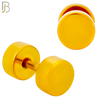 FP28G - Gold Plated Color Surgical Steel Plain Fake Plug (PACK OF 3 Pairs) image 2