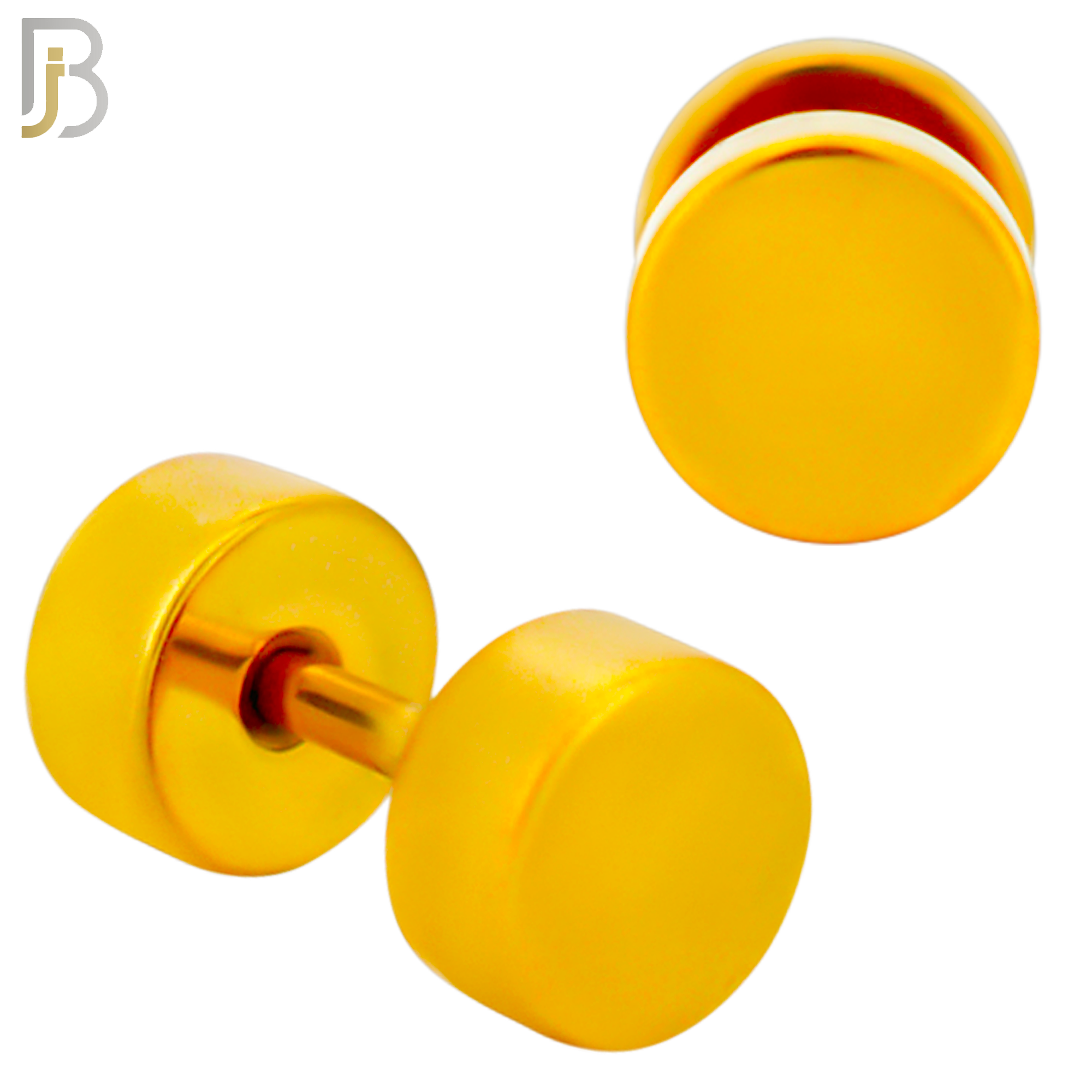 FP28G - Gold Plated Color Surgical Steel Plain Fake Plug (PACK OF 3 Pairs) image 2