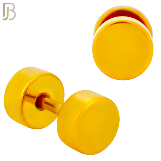 FP28G - Gold Plated Color Surgical Steel Plain Fake Plug (PACK OF 3 Pairs) image 2
