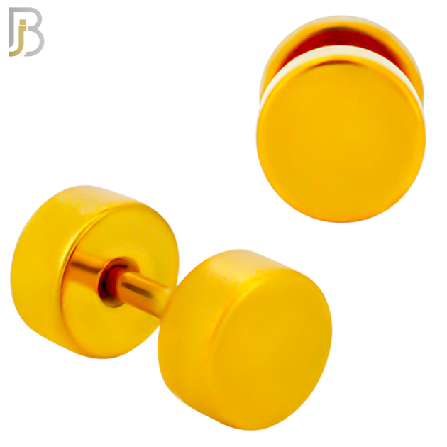 FP28G - Gold Plated Color Surgical Steel Plain Fake Plug (PACK OF 3 Pairs) image 2