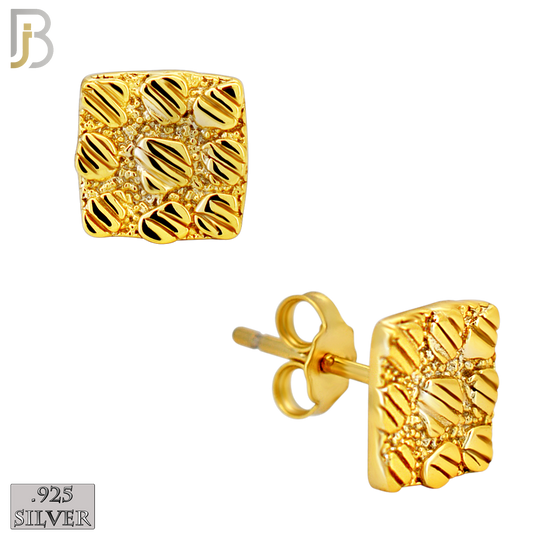 925-ES516 - 925 Sterling Silver Flat (Thin) Square Nugget Push Back Earrings image 2