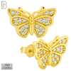 925-ES246 – .925 Sterling Silver Butterfly Design Earring Stud with Zircon image 2