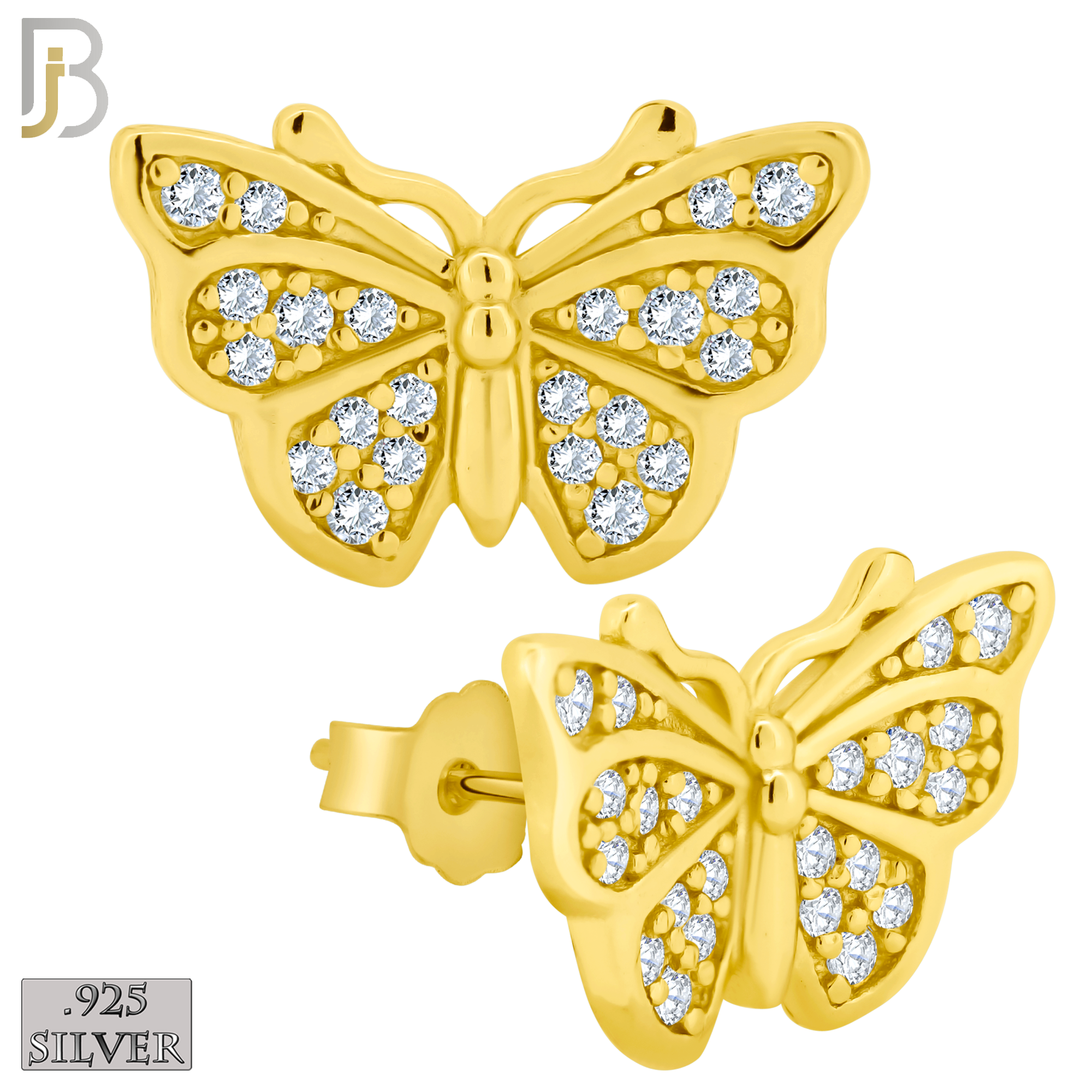 925-ES246 – .925 Sterling Silver Butterfly Design Earring Stud with Zircon image 2