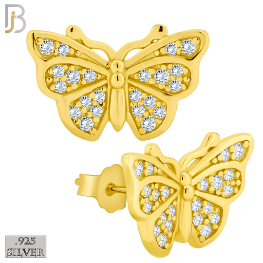 925-ES246 – .925 Sterling Silver Butterfly Design Earring Stud with Zircon image 2