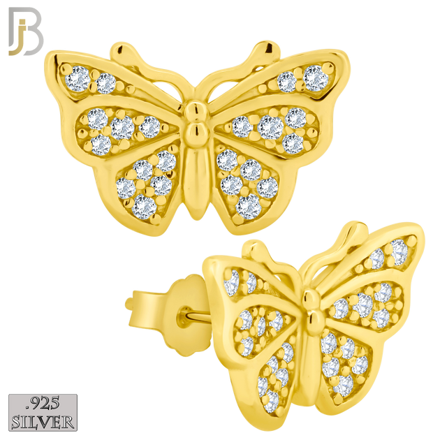 925-ES246 – .925 Sterling Silver Butterfly Design Earring Stud with Zircon image 2