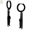 ES50 - 316L Stainless Steel Dangling Feather with Chain Design Huggies Clip On image 3