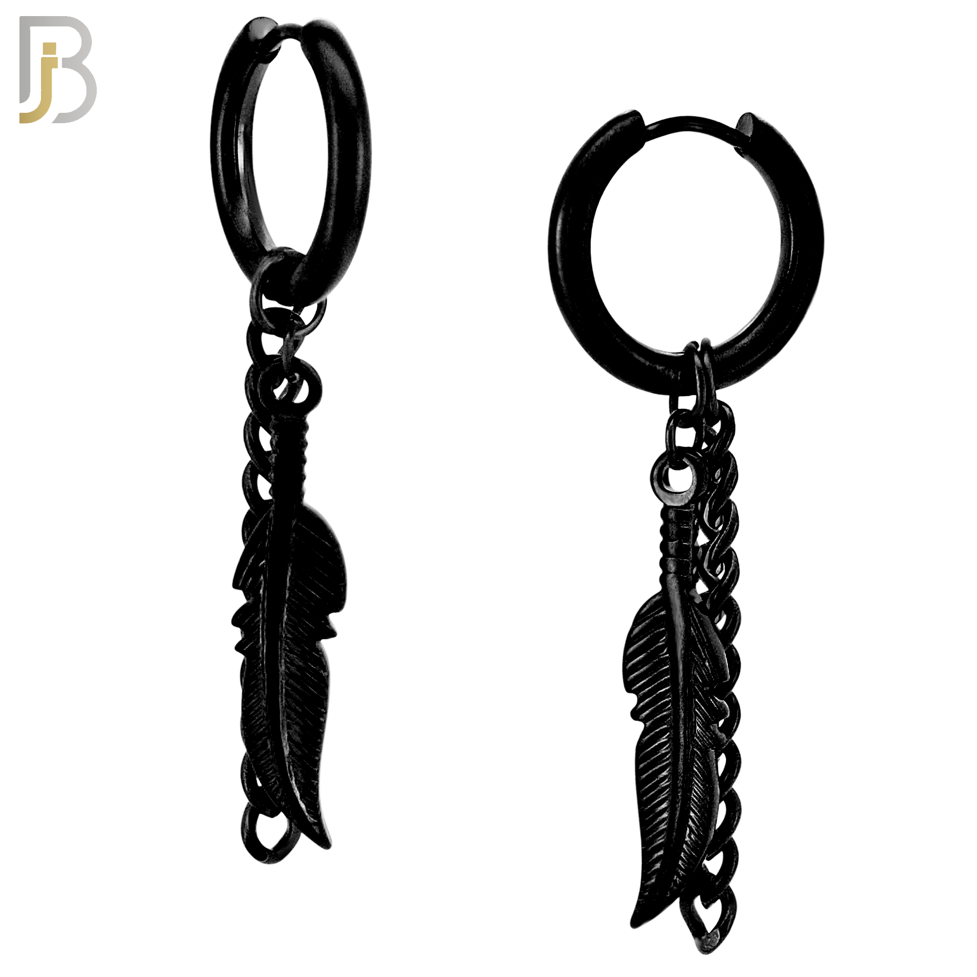 ES50 - 316L Stainless Steel Dangling Feather with Chain Design Huggies Clip On image 3