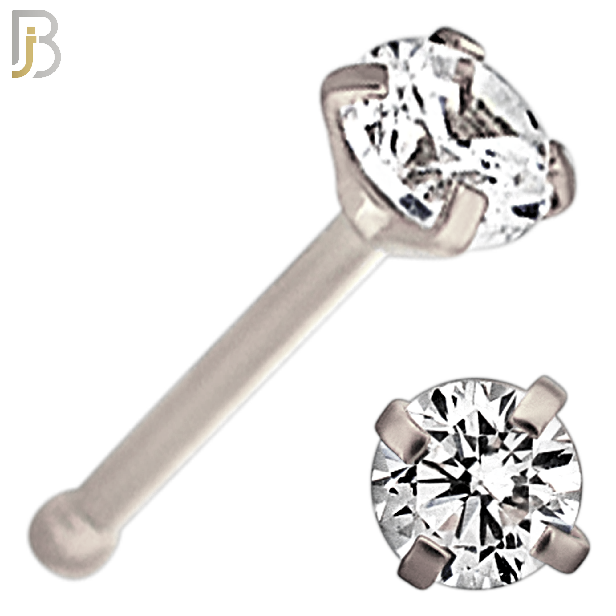 NR01S - 316L Surgical Steel Nose Bone Prong Set Zircon Round Nose Ring (PACK OF 6) image 4