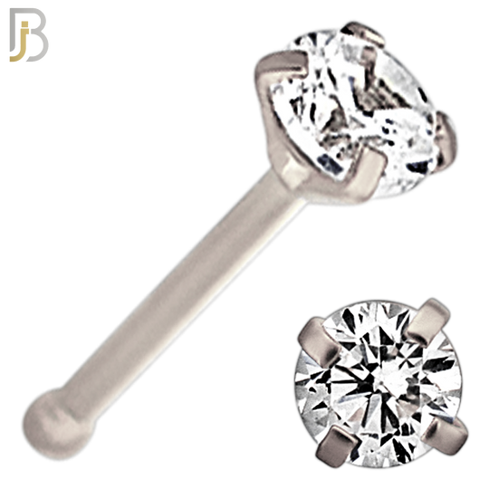 NR01S - 316L Surgical Steel Nose Bone Prong Set Zircon Round Nose Ring (PACK OF 6) image 4