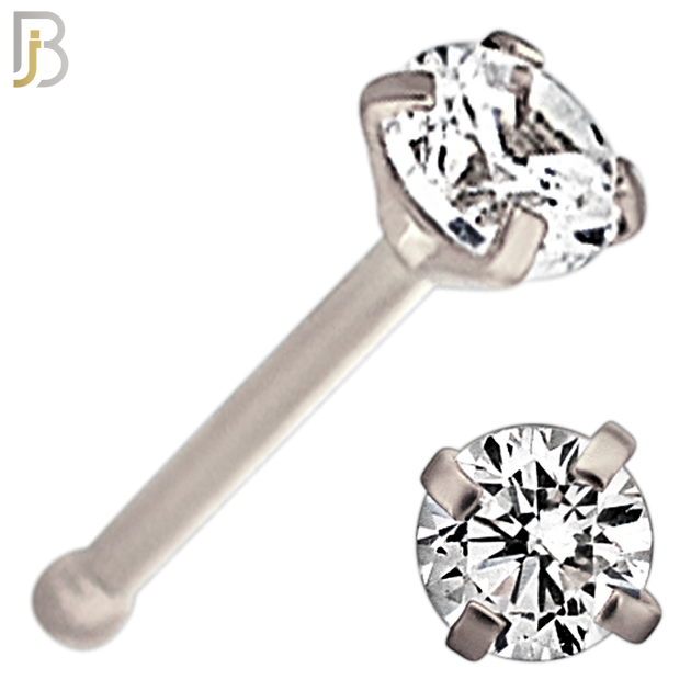 NR01S - 316L Surgical Steel Nose Bone Prong Set Zircon Round Nose Ring (PACK OF 6) image 4