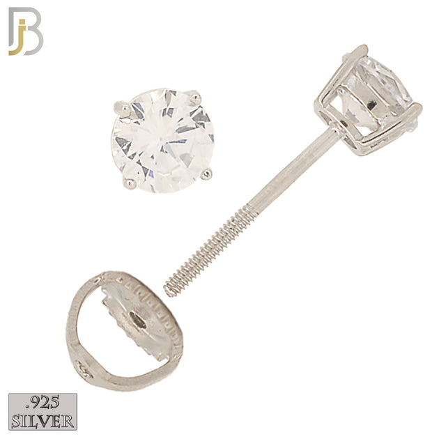 925-ES79-SC - .925 Sterling Silver Butterfly Screw Back Stud Earrings Casting Prong Setting with Round Clear Zircon - 3mm image