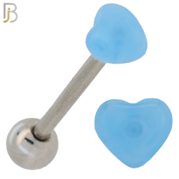 PK-BB49 - 316L Surgical Steel Barbell with Acrylic Marble Heart Screw External Threaded Pack of 120 image 11