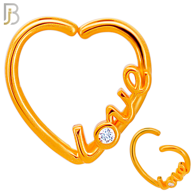 CT110 - 316 Surgical Steel LOVE text with Single  Zircon on O Twist to Open Nose Hoop (Pack of 6) image 3