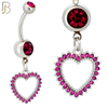 N027  - 316L Stainless Steel Dangling Hollow Spikey Heart with Zircon Design Belly Ring with 4mm Screw Ball image 2