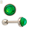 TB120SG - 316L Stainless Steel Opal Green Bezel Tragus/Cartilage Barbell (Pack of 6) image 2