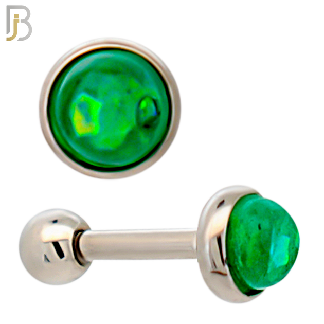 TB120SG - 316L Stainless Steel Opal Green Bezel Tragus/Cartilage Barbell (Pack of 6) image 2