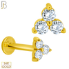 14-LB73 - 14k Yellow Gold Three Zircon in Triangle Labret image 0