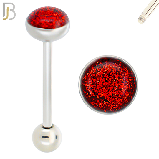 BB06 - 316L Surgical Steel Screw Barbell Glitter Top Mushroom External Threaded (PACK OF 6) image 7